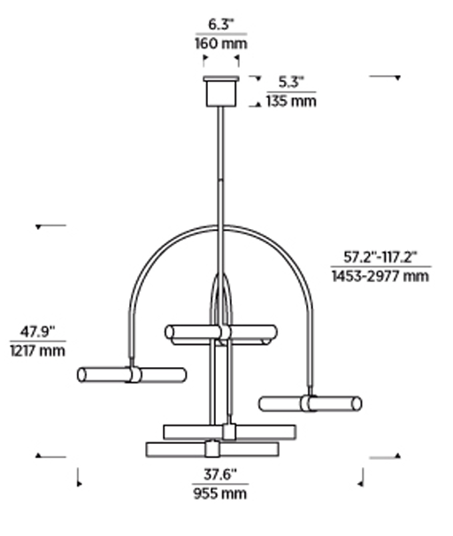 Calumn 4 Light Chandelier Brass